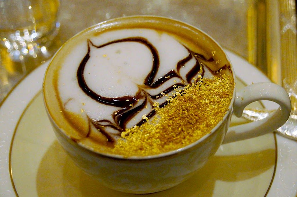 A cup of coffee served at Gold on 27, a coffee shop in dubai